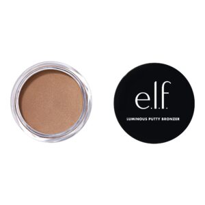 e.l.f. luminous putty bronzer, lightweight putty-to-powder bronzer for a radiant, glowing finish, highly pigmented, vegan & cruelty-free, summer fridays