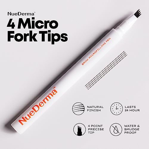 NueDerma Brow Microfilling Pen - Waterproof Eyebrow Makeup, Smudge-proof and Long lasting Microblade Brow Tattoo Pen, (Light Brown)