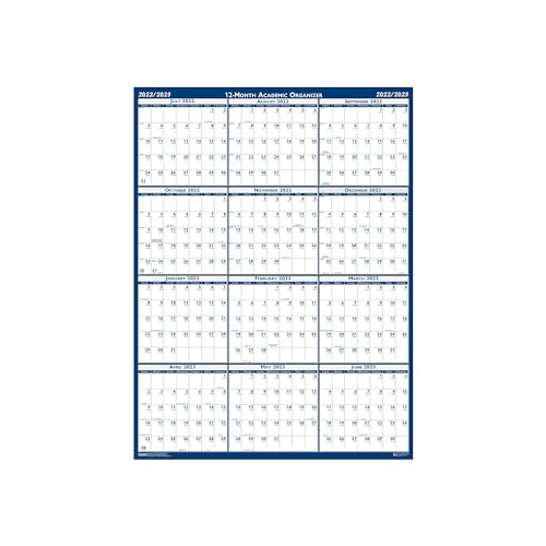 2023-2024 House of Doolittle 37-inch x 24-inch Academic Yearly Wet-Erase Wall Calendar, Reversible, Blue (395-24)