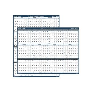 2023-2024 house of doolittle 37-inch x 24-inch academic yearly wet-erase wall calendar, reversible, blue (395-24)