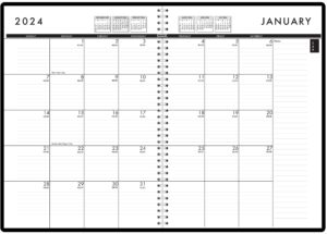 house of doolittle 2024 daily and monthly 24-7 planner calendar, black cover, 7 x 10 inches, january - december (hod289632-24)