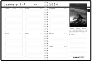 house of doolittle 2024 weekly calendar planner, black on white series, 8.5 x 11 inches, january - december (hod217102-24)