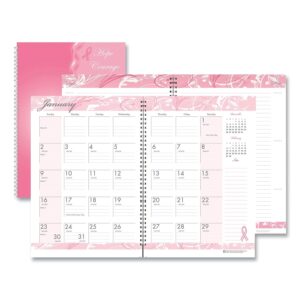 2024 house of doolittle 10 x 7 breast cancer awareness rec ruled monthly planner/journal (hod5226)