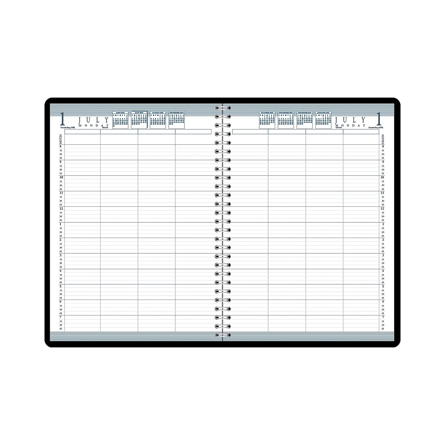 House of Doolittle 2024 Daily Group Planner 2 Volume Set, 8-Person, Black Soft Cover, 8.5 x 11 Inches, Book 1: January to June; Book 2: July to December (HOD28102-24), Black/White