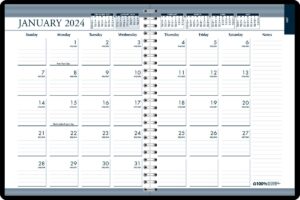 house of doolittle 2024 weekly and monthly planner calendar, black cover, tabbed, 8.5 x 11 inches, january - december (hod28302-24)