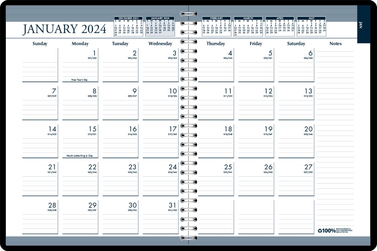 House of Doolittle 2024 Weekly And Monthly Planner Calendar, Black Cover, Tabbed, 8.5 x 11 Inches, January - December (HOD28302-24)