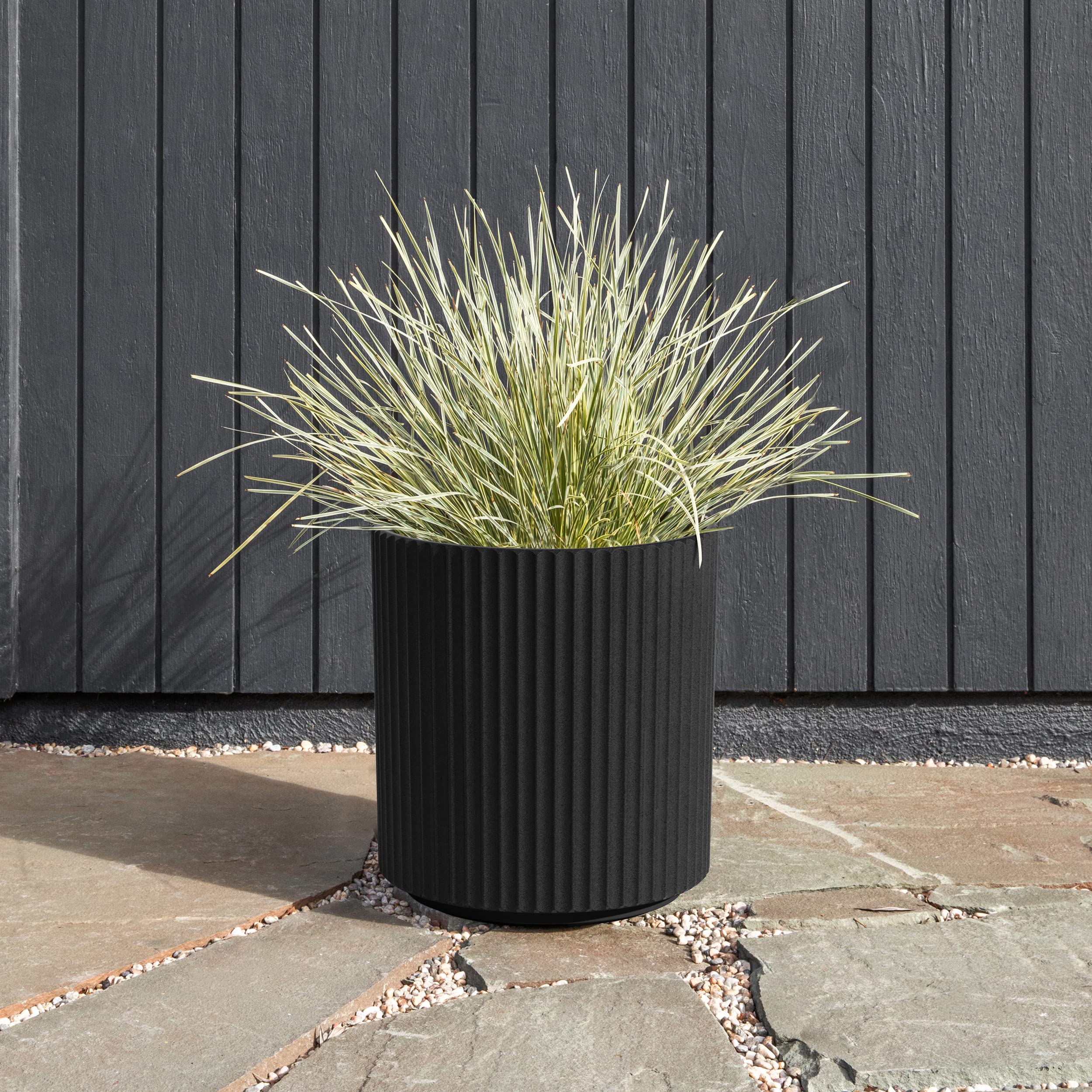 Veradek Demi Series Round Planter for Porch, Patio, Backyard | Durable Plastic-Concrete Material | Modern Décor for Tall Plants, Flowers