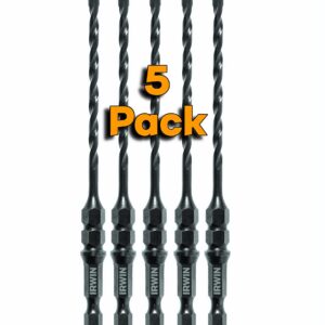 Irwin Tools 5/32" X 5" Drill Bit for 3/16" Concrete Screw Installation, 1/4 Inch Impact Gun Ready (5 Pack)