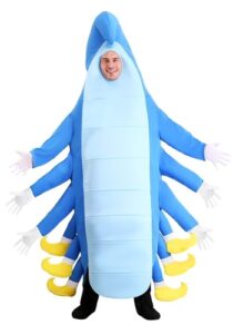 fun costumes caterpillar costume for adults, bug costume, blue jumpsuit, insect outfit dress-up for halloween small