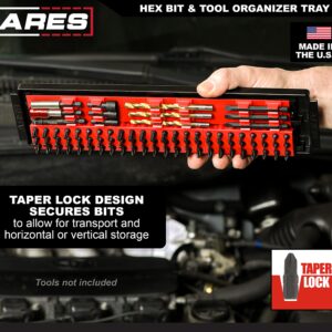 ARES 62052 – Hex Bit and Tool Organizer Tray – Large Capacity Organizer Holds Hex Bits, Drill Bits, Extensions, Adapters, and More – Oil and Solvent Resistant Material - Made in USA