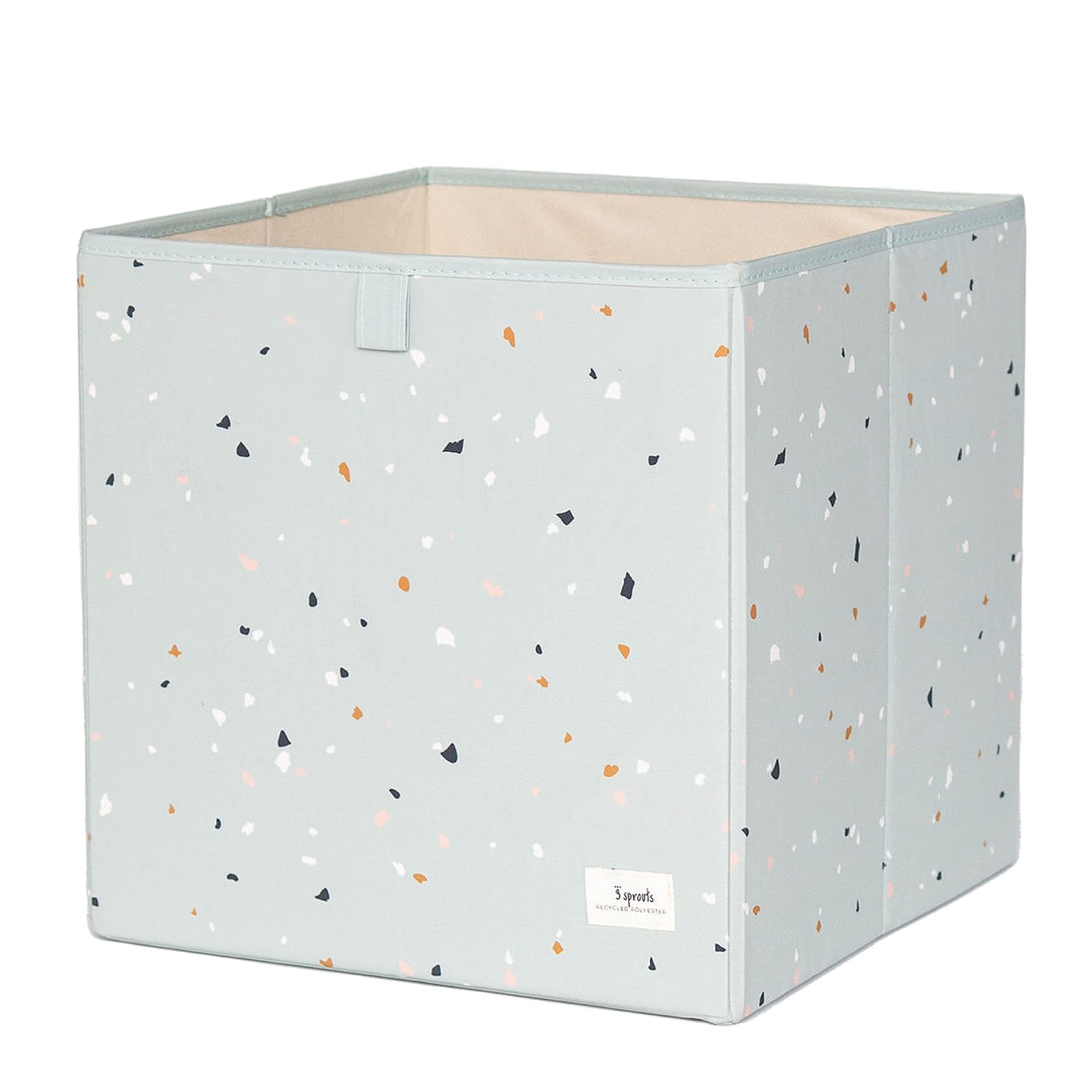 3 Sprouts Recycled Fabric Cube Storage Bin - 13 Inch Collapsible Organizer for Cube Shelving Systems, Kids Cubby Bins - Terrazzo Green