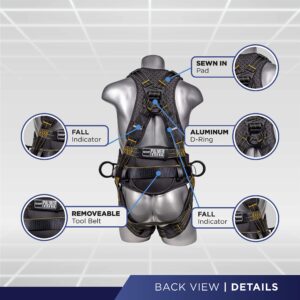 Palmer Safety Fall Protection Construction Safety Harness - QCB Chest and Legs - Aluminum D-Rings - Oil and Dust Resistant - OSHA and ANSI Compliant (Universal)