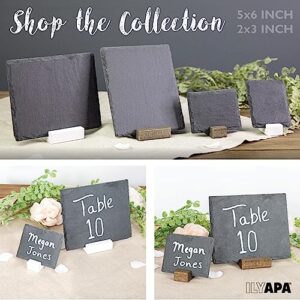 lyapa Mini Chalkboard Signs for Tables, 8 Pack - Rustic 5x6 Inch Small Slate Tabletop Chalkboards with Black Wood Stands Set, 8 Wooden Tabletop Chalkboard Sign, Decorative Small Chalkboard