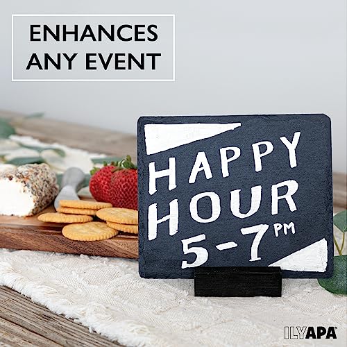 lyapa Mini Chalkboard Signs for Tables, 8 Pack - Rustic 5x6 Inch Small Slate Tabletop Chalkboards with Black Wood Stands Set, 8 Wooden Tabletop Chalkboard Sign, Decorative Small Chalkboard