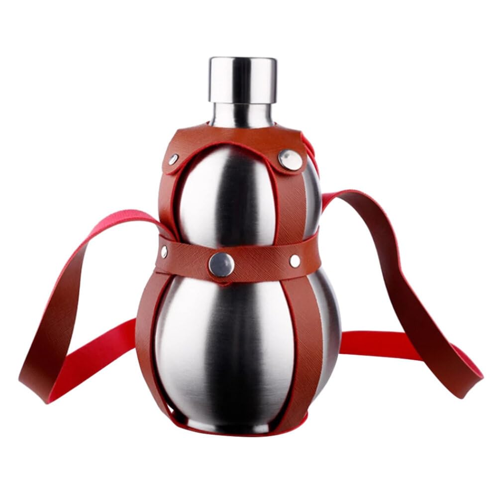 Cabilock 1 Set Stainless Steel Hoist Stainless Steel Wine Flask Wine Drinking Flask Wine Bottle Jar Portable Wine Flask Sports Water Bottles Camping Bottle Sake Pu Gourd Travel