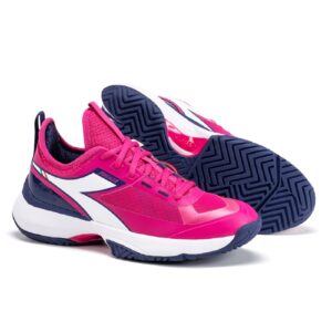 Diadora Women's Finale All Ground Tennis Shoe (Pink Yarrow/White/Blueprint, 7.5)