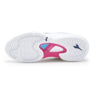 Diadora Women's Speed Blushield Fly 4+ All Ground Tennis Shoe (White/Blueprint/Pink Yarrow, 7.0)