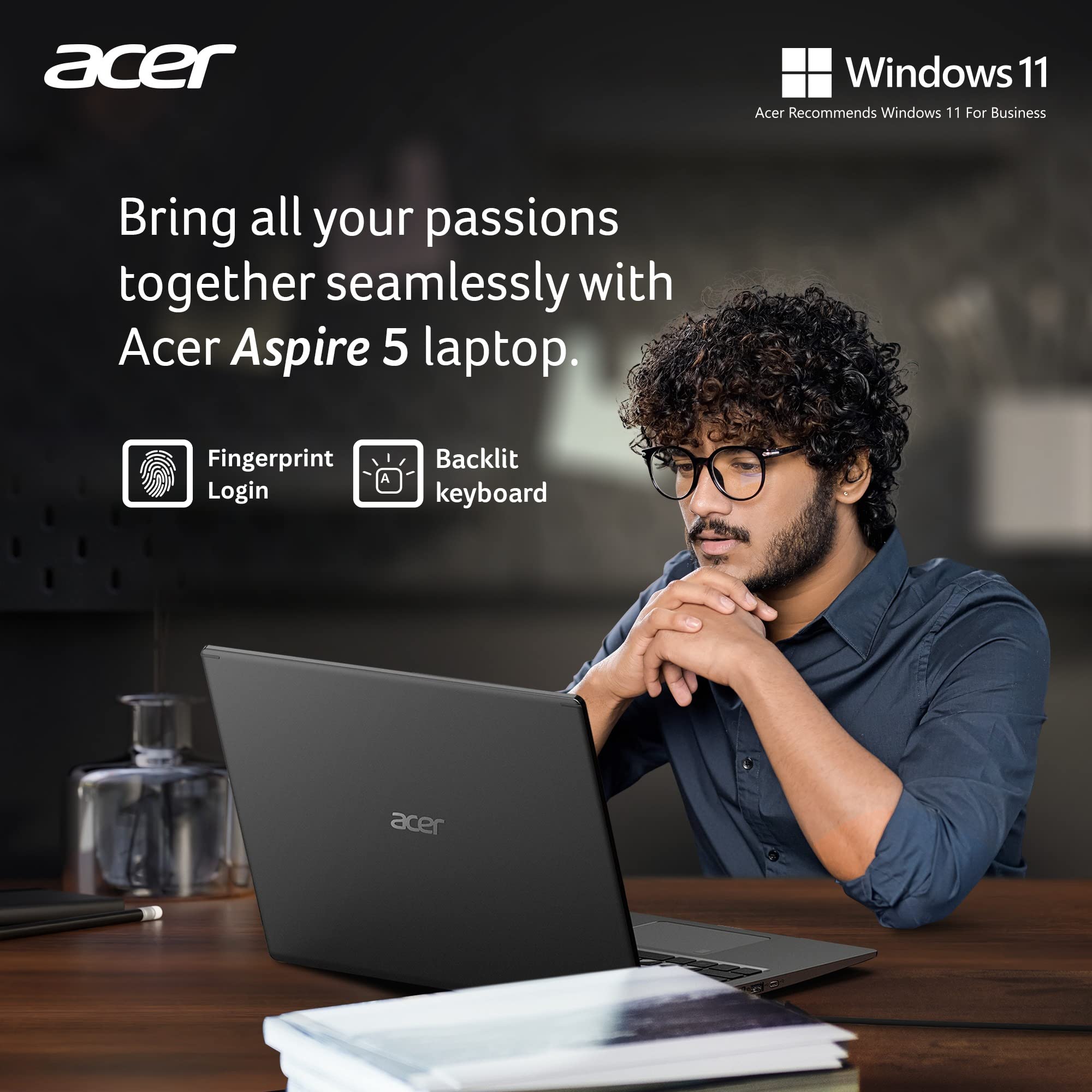 acer 2023 Newest Aspire 5 Slim Laptop, 15.6" Full HD Display, 8GB RAM, 256GB SSD Storage, AMD Ryzen 4-Core Processor, Backlit Keyboard, Fingerprint Login, HDMI, Ethernet Port, Type-C, Windows 11 S