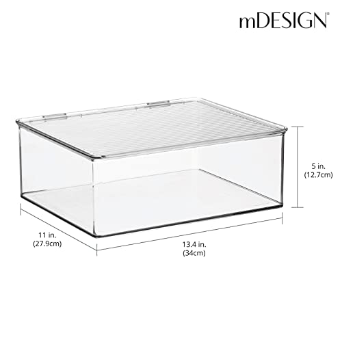 mDesign Plastic Craft Room Stackable Storage Organizer Box Containers with Hinged Lid for Thread, Beads, Ribbon, Glitter, Clay, Sewing, Crochet, Stamps, Scissors, Ligne Collection - 8 Pack - Clear