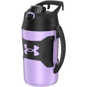 under armour playmaker sport jug, water bottle with handle, foam insulated & leak resistant, 64oz, octane/black