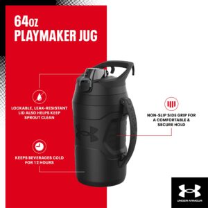 Under Armour Playmaker Sport Jug, Water Bottle with Handle, Foam Insulated & Leak Resistant, 64oz, Octane/Black