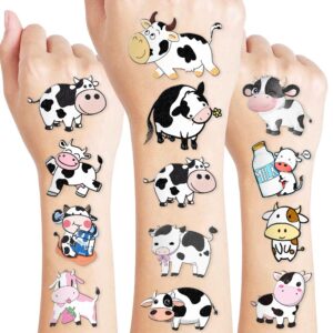 cow temporary tattoos for kids, cow birthday party decorations supplies party favors supper cute 8 sheet 68pcs strawberry cow tattoo sticker style milk gift ideals for boys girls schools prizes themed