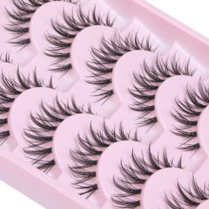 Manga Lashes Natural Look False Eyelashes Wispy Clear Band Fake Lashes Asian Korean Cosplay Lashes Faux Mink Lashes Pack 6 Pairs