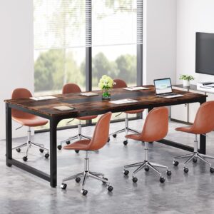 tribesigns conference table, 6ft meeting seminar table rectangular meeting room table, 78.7l x 39.4w x 30.3h, rustic brown/black