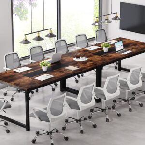 Tribesigns Conference Table, 6FT Meeting Seminar Table Rectangular Meeting Room Table, 78.7L x 39.4W x 30.3H, Rustic Brown/Black