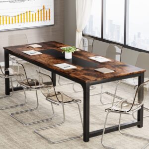 Tribesigns Conference Table, 6FT Meeting Seminar Table Rectangular Meeting Room Table, 78.7L x 39.4W x 30.3H, Rustic Brown/Black