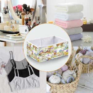 Kigai Field Horses Storage Bins Cube Foldable Storage Baskets Bin Waterproof Home Organizer with Handles Basket for Toy Nursery Blanket Clothes, 11x11x11 Inch