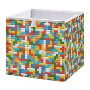 kigai building blocks storage bins cube foldable storage baskets bin waterproof home organizer with handles basket for toy nursery blanket clothes, 11x11x11 inch