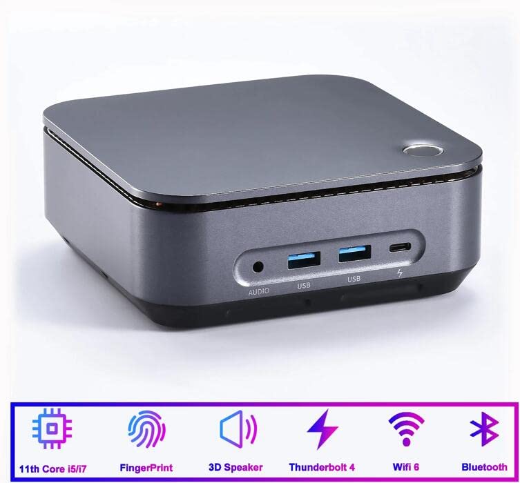 KAMRUI Thin Client Mini PC 11th Intel 4-Core i7-1165G7 Iris Xe Graphics 16GB DDR4 RAM 512GB NVMe SSD WiFi AX BT HDMI DP Thunderbolt4 RJ-45 Fingerprint Build-in Speaker Windows 11 Pro