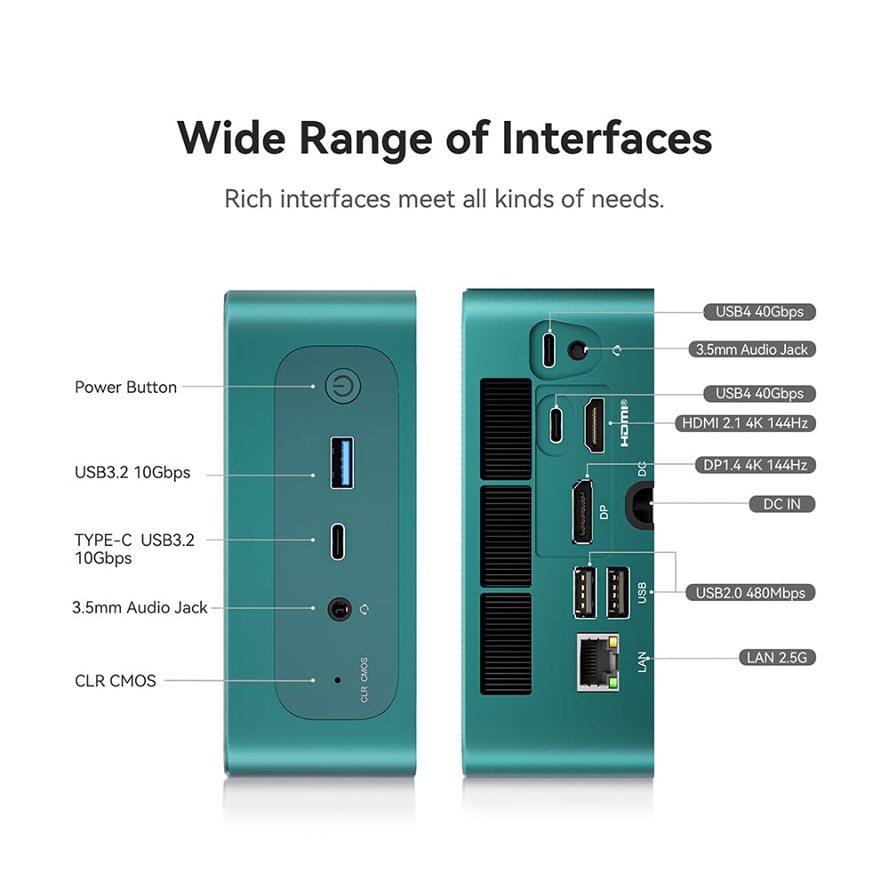 Beelink SER6 MAX Gaming Mini PC, Mini Computers with AMD Ryzen 9 6900HX (8C/16T, Max 4.9Ghz, TDP 54W), 32GB DDR5+1TB M.2 2280 PCIe4.0x4 SSD, BT 5.2, WiFi 6, 2.5G LAN, 2*USB4, DP, HDMI, Quad Display