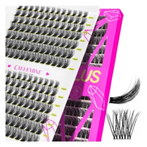 caelymine eyelash clusters, 168pcs d curl lash clusters reusable lash extension clusters, super thin band diy lash extension at home easy to apply natural look (style3 0.07 10-16mm mix)