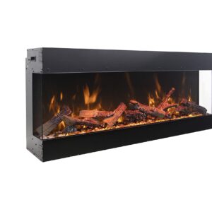 Amantii TRV-75-BESPOKE Tru View Bespoke - 75" Indoor/Outdoor 3 Sided Electric Fireplace, WiFi, Bluetooth, Speaker, and a Selection of Media Options