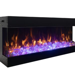 Amantii TRV-75-BESPOKE Tru View Bespoke - 75" Indoor/Outdoor 3 Sided Electric Fireplace, WiFi, Bluetooth, Speaker, and a Selection of Media Options