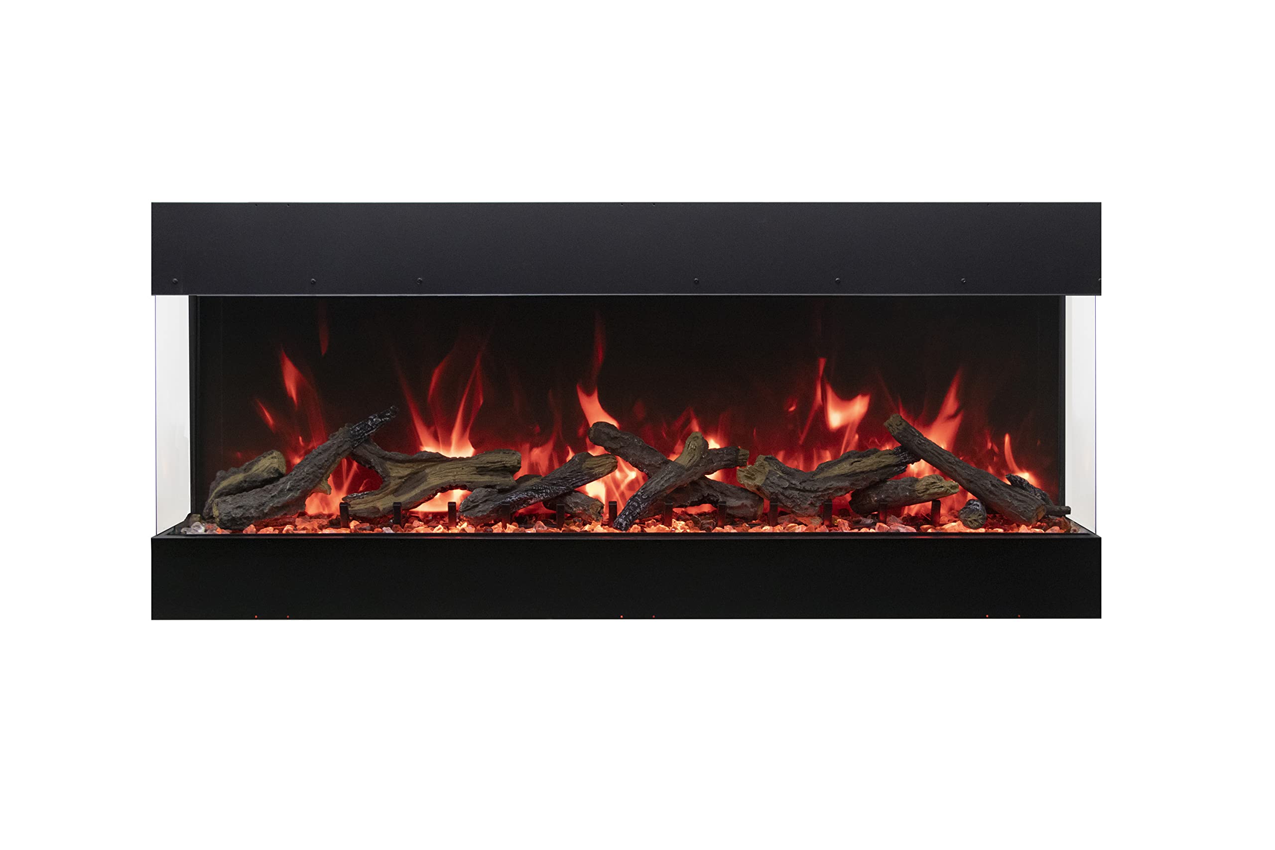 Amantii TRV-75-BESPOKE Tru View Bespoke - 75" Indoor/Outdoor 3 Sided Electric Fireplace, WiFi, Bluetooth, Speaker, and a Selection of Media Options