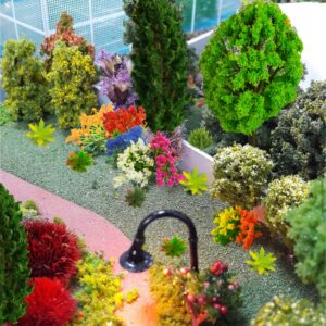 50 Pieces Model Trees 1.1-5.5inch Mixed Diorama Model Tree Flower Grass Architecture Mini Fake Trees Plants for DIY Crafts, Building Model, Railway Scenery Landscape Supplies