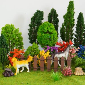 50 Pieces Model Trees 1.1-5.5inch Mixed Diorama Model Tree Flower Grass Architecture Mini Fake Trees Plants for DIY Crafts, Building Model, Railway Scenery Landscape Supplies