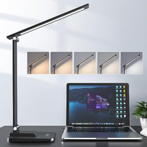 mubarek desk lamp,15 modes led desk light,500 lumen led lamp,dimmable led table lamp,desk lamps office accessories,adjustable&foldable reading lamp,desk light,led desk lamp for study lamp,bedside lamp