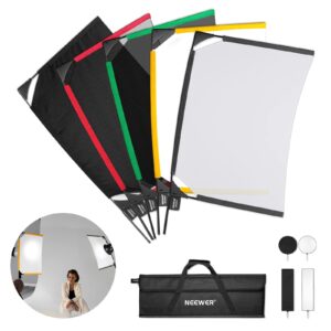 neewer foldable scrim flag kit, 24x36in/60x90cm 5 in 1 photography flag panel lighting reflector diffuser light modifier shaper for soft, diffused & light effects, carry bag included, sf6090f