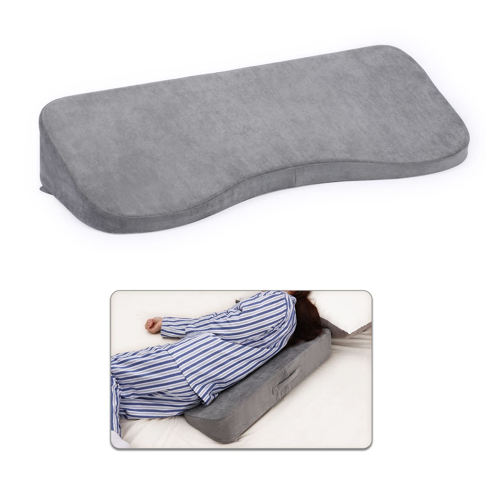 tanyoo Long Wedge Pillow for After Surgery Curved Shaped Turning Wedge Pillow for Side Sleeping Bedridden Patient Products to Prevent Bed Sore and Improve Healing Process No-Slip Bottom