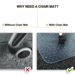 Amyracel Office Chair Mat for Medium Pile Carpets, 30” x 48” Delivered Flat Desk Chair Mat for Carpeted Floors - Easy Chair Rolling, Heavy Duty Studded Computer Chair Mat for Carpet