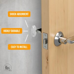 Clear Door Stoppers for Wall 2” (8 Pack) - Wall Protectors from Door Knobs with Strong Adhesive Glue - Shock Absorbent and Discreet Door Bumpers