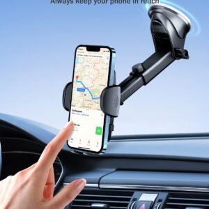 windshield phone mount for car [Military-Grade Suction],Car Phone Holder Mount Windshield Air Vent Long Arm Strong Suction Universal Cell Phone Holder Car for iPhone 14 13 12 Pro Max All Mobile Phones