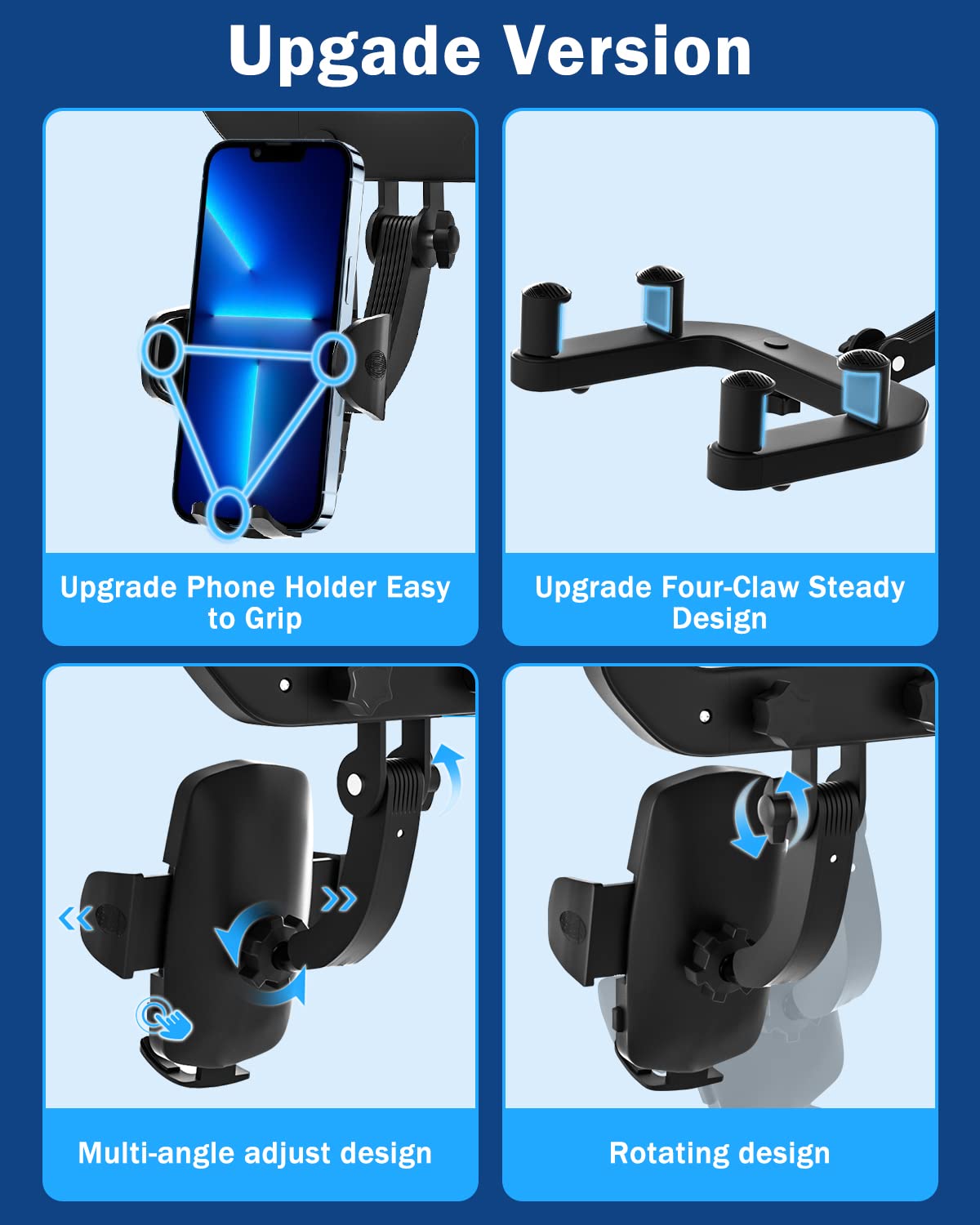 HNDJYT Rear View Mirror Phone Holder for car,Phone Mount for Car, Rotatable Car Phone Mount Rearview Mirror Phone Holder for Car Compatible with iPhone Samsung LG All 4-7 Inch Cell Phones