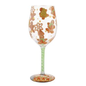 enesco designs by lolita holiday gingerbread dreams hand-painted artisan wine glass, 15 ounce, multicolor