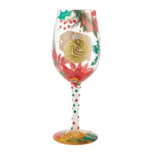 Enesco Designs by Lolita Holiday Merry Christmas Mom Hand-Painted Artisan Wine Glass, 15 Ounce, Multicolor