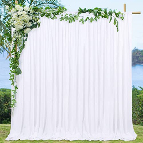 White Backdrop Curtains 5ft x 10ft Photo Photography Background Wrinkle Free Polyester Fabric 2 Panels Drapes for Parties Wedding Baby Shower Birthday Home Party Decor